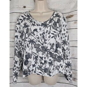 SOLD>>>FLAX Floral 100% Linen